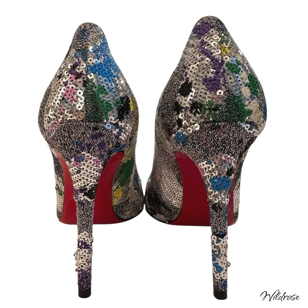💫 Christian Louboutin Sequins Galativi 100 “Version Diva” Heels SZ 35.5 US 5.5 💫 - Picture 8 of 16